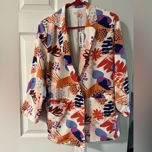 NWT Jodifl Multicolor Notched Collar Blazer Size Small